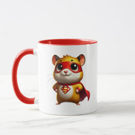 Caneca Petit hamster super-héros avec sa cape.