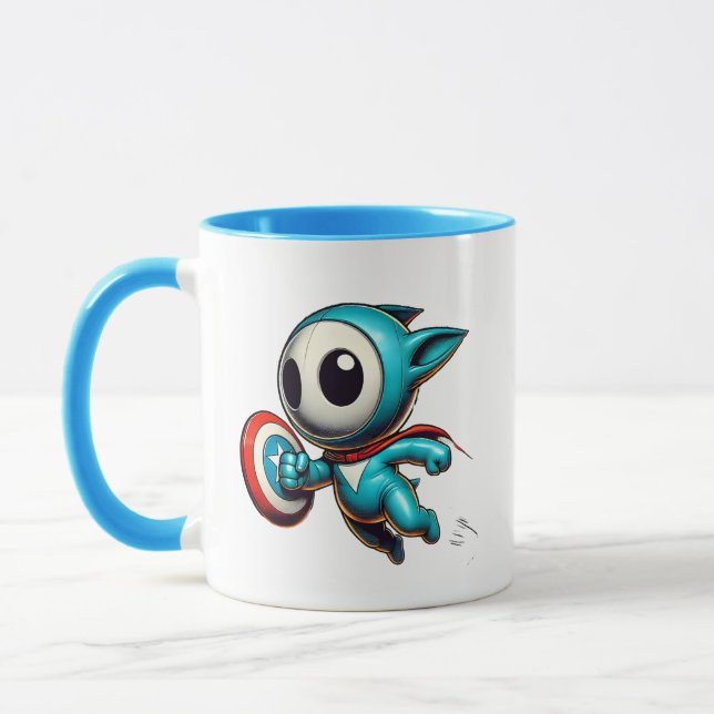 Caneca Petit héros extraterrestre avec bouclier. (Esquerda)