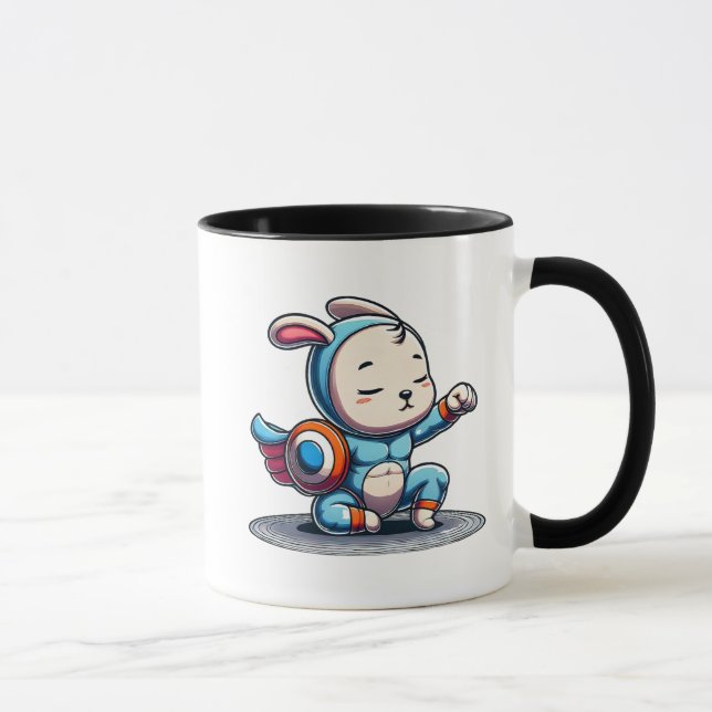 Caneca Petit lapin héros en combinaison bleue. (Direita)