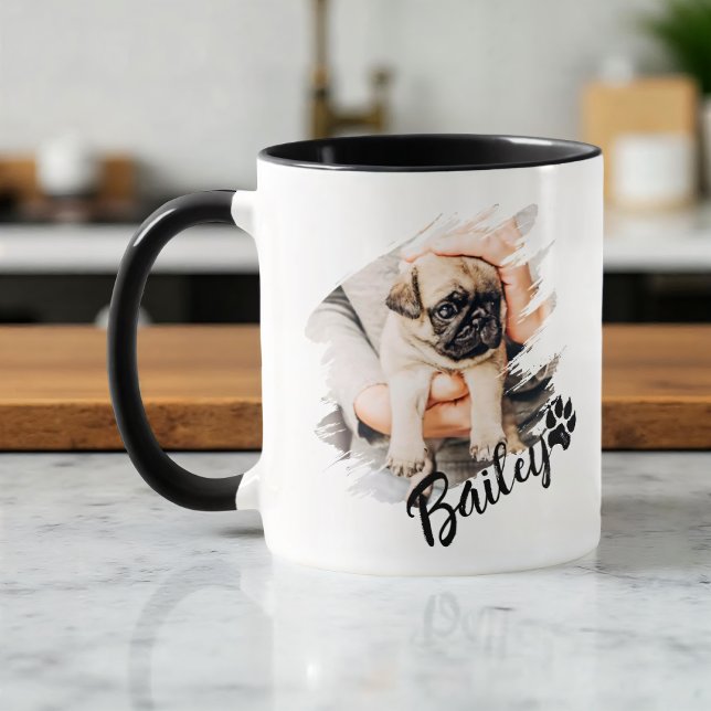 Caneca Pet's Modern Simple Cool Typography Name and Photo (Criador carregado)