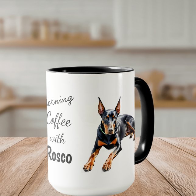 Caneca Pets Photo Doberman Coffee Black Personalize (Criador carregado)