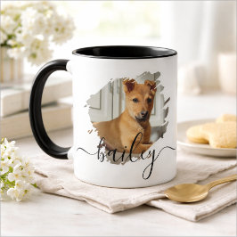 Caneca Pet's Simple Modern Cool Typography Name and Photo