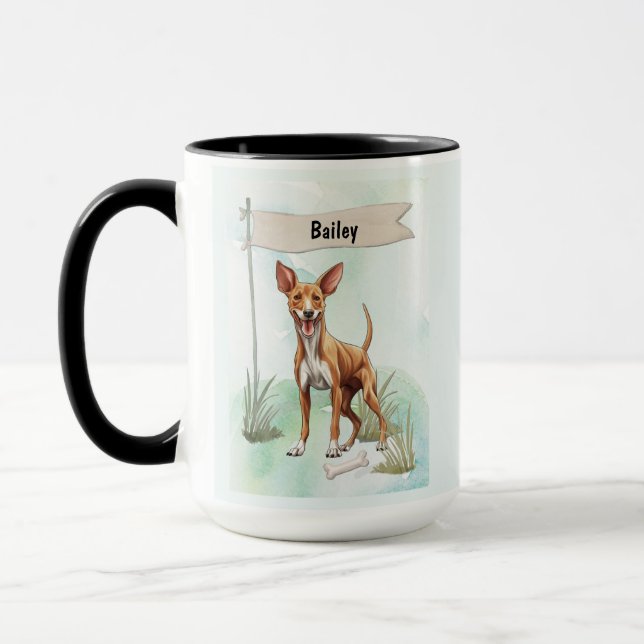 Caneca Pharaoh Hound Watercolor Personalized Dog (Esquerda)