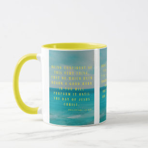 Caneca Philippians 1:6 KJV - Escritura de Bíblia Pic Dois