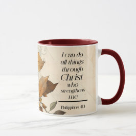 Caneca Philippians 4:13 Todas as coisas através da Bíblia