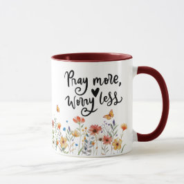 Caneca Philippians 4:6-7 rezem mais preocupados menos Bíb