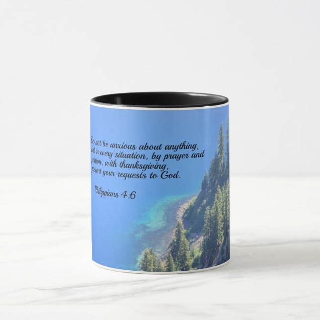 Caneca Philippians 4:6 Não esteja ansioso por nada (Centro)