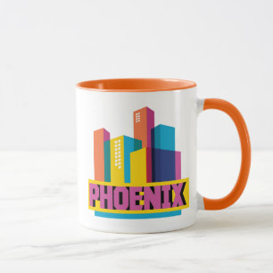 Caneca Phoenix, skyline de néon da arizona  