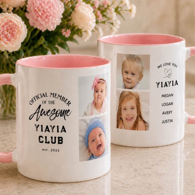 Caneca Photo Collage Awesome YIAYIA Mug (Criador carregado)