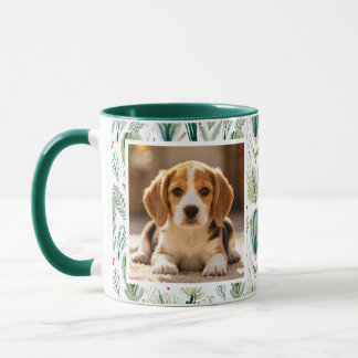 Caneca Photo Scandinavian Christmas Foliage Sage Green
