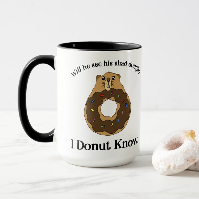 Caneca Piada de Donut do Dia da Toupeira Engraçada (Com Donut)