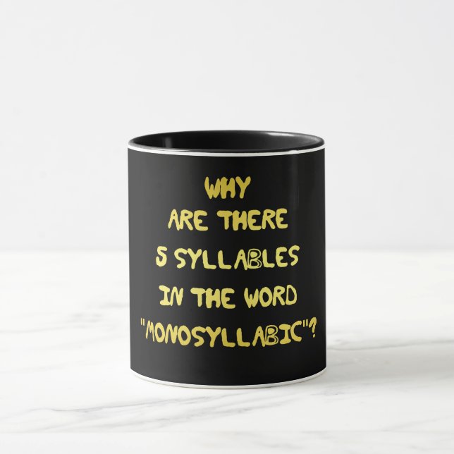 Caneca Piada de Ortografia Engraçada de 5 Sílabas (Centro)
