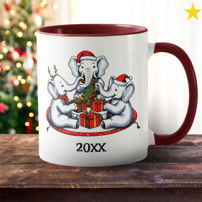 Caneca Piada de Troca de Presente de Elefante Branco Fofo (Criador carregado)