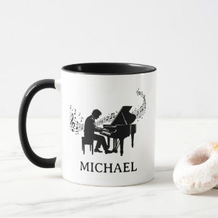 Caneca Pianista Personalizado Masculino - Música de Piano