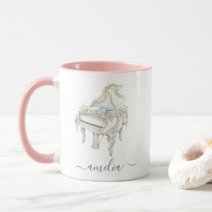Caneca Piano de Cauda Elegante Personalizado com Flores