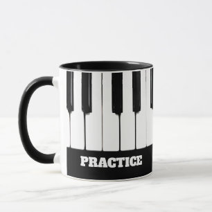 Caneca Piano Keys "Practice" Texto Personalizável