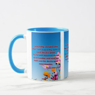 Caneca Pic De Escritura De Bíblia Psalm 54:6-7 KJV De Doi