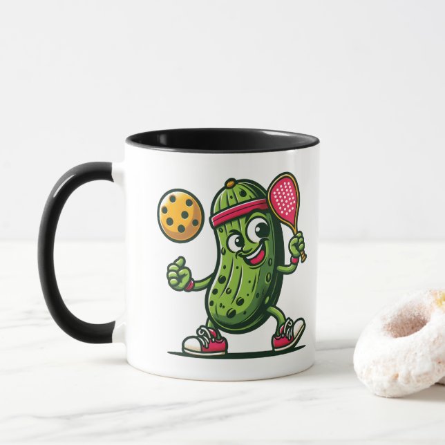 Caneca Picles engraçados jogando picleball (Com Donut)