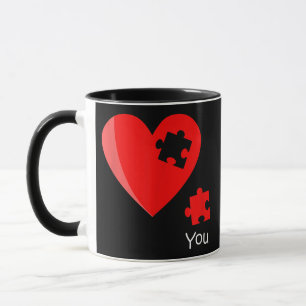Caneca Piece Heart Quebra-cabeça Valetines Day Shirt Gif
