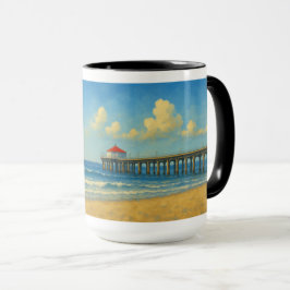 Caneca Píer de praia de Manhattan com telhado vermelho