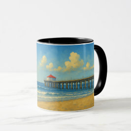 Caneca Píer de praia de Manhattan com telhado vermelho