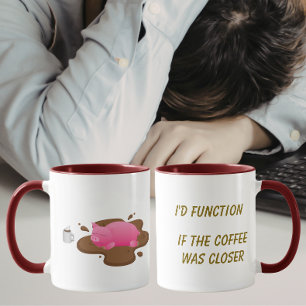 Caneca Pig Coffee Humor Eu Funcionaria Se o Café Estives