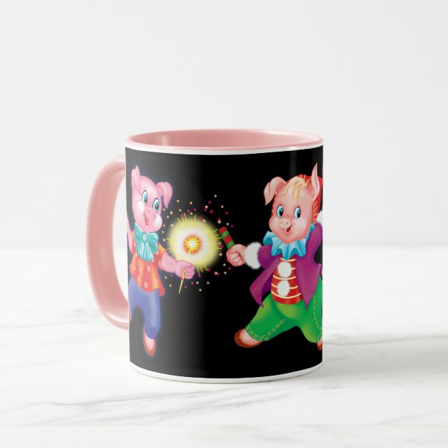 Caneca piglet rosa alegre (Frente Esquerda)