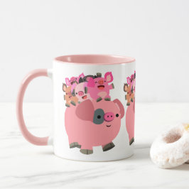 Caneca Piglets de Carregando de porco de cartoon