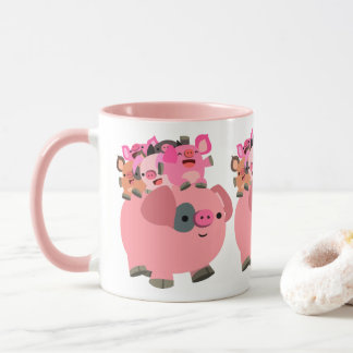 Caneca Piglets de Carregando de porco de cartoon