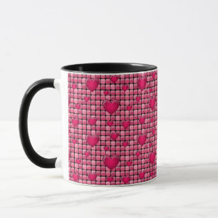 Caneca Pilha cor-de-rosa com corações