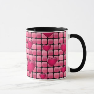 Caneca Pilha cor-de-rosa com corações