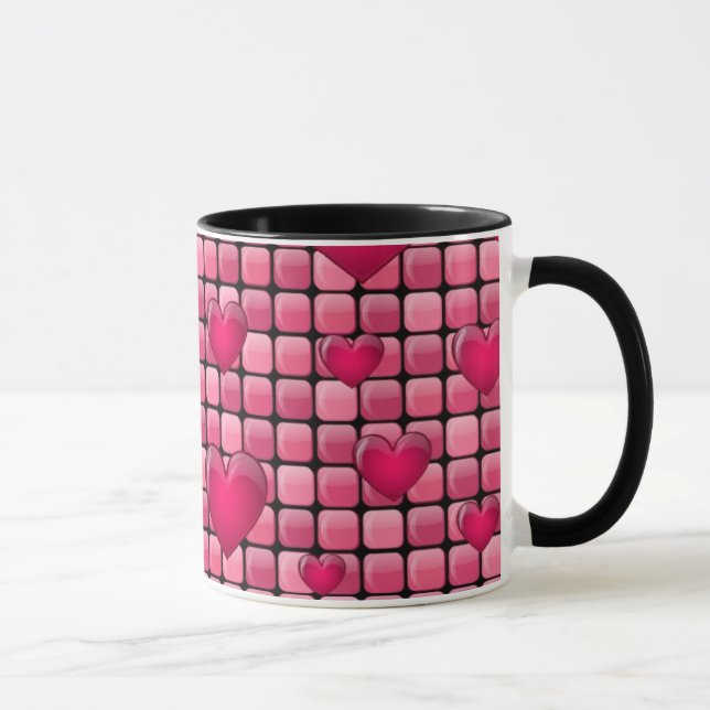 Caneca Pilha cor-de-rosa com corações (Direita)