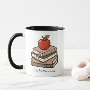 Caneca Pilha de livros e Professor Personalizado Apple