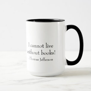 Caneca Pilha velha livro-com de citações de Jefferson