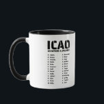 Caneca Piloto de alfabeto da aviação ICAO<br><div class="desc">Comemorar a excelência da aviação com o design do Piloto de Alfabeto da Aviação da ICAO. Mostrando o alfabeto fonético A-Z completo usado pelos pilotos em todo o mundo, este design é perfeito para profissionais da aviação, estudantes e entusiastas. É uma homenagem à clareza e precisão exigidas na comunicação da...</div>