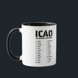 Caneca Piloto de alfabeto da aviação ICAO<br><div class="desc">Comemorar a excelência da aviação com o design do Piloto de Alfabeto da Aviação da ICAO. Mostrando o alfabeto fonético A-Z completo usado pelos pilotos em todo o mundo, este design é perfeito para profissionais da aviação, estudantes e entusiastas. É uma homenagem à clareza e precisão exigidas na comunicação da...</div>
