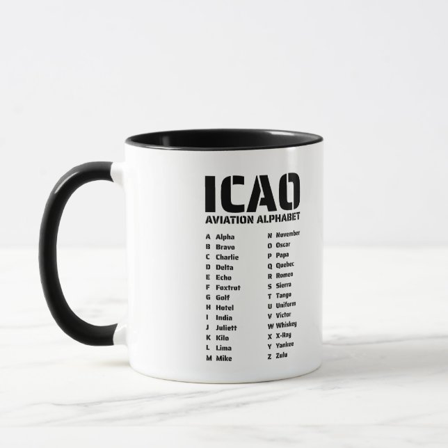 Caneca Piloto de alfabeto da aviação ICAO (Esquerda)