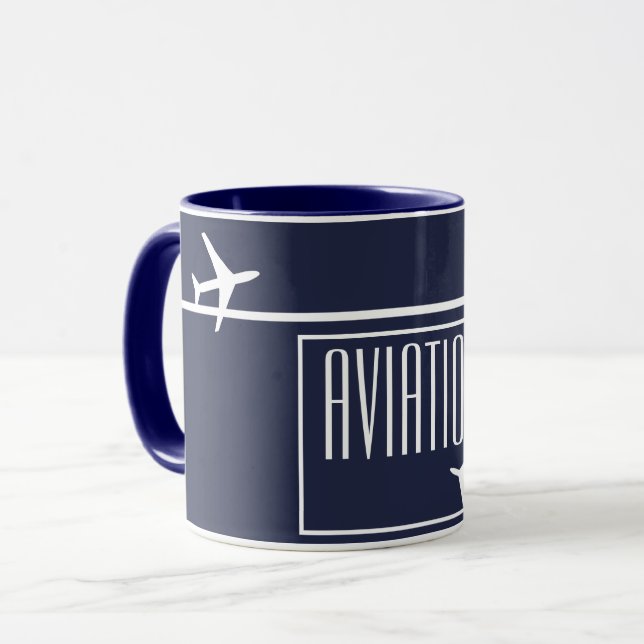 Caneca Piloto de avião de avião de avião branco Funky (Frente Esquerda)