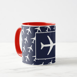 Caneca Piloto de avião de avião de avião branco Funky Voa