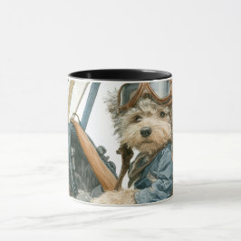 Caneca piloto de ursinho de pelúcia, avião antigo