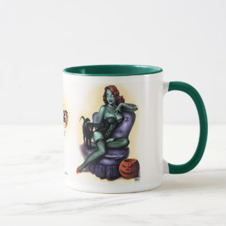 Caneca Pin da menina do zombi do aniversário da arte do