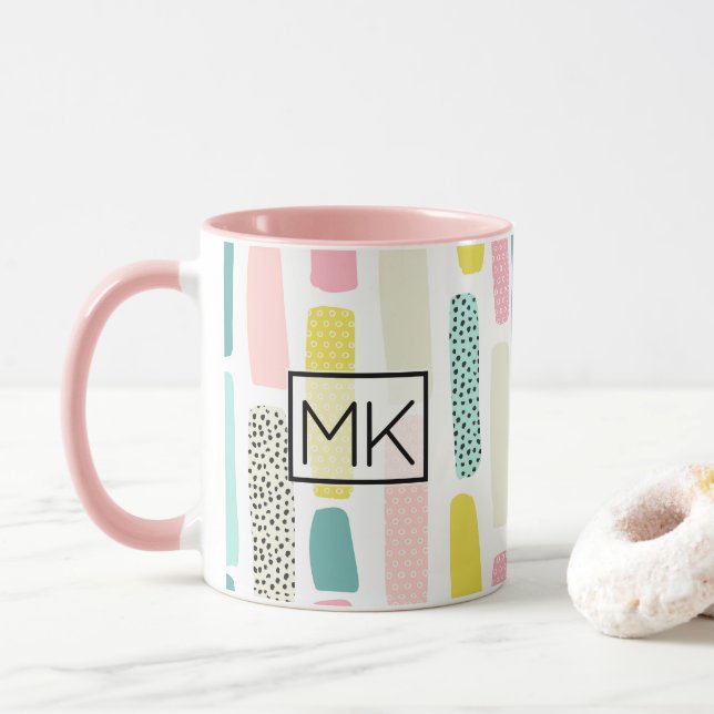 Caneca Pincel amarelo-rosa, Pincel amarelo-azul Coffee Mu (Com Donut)