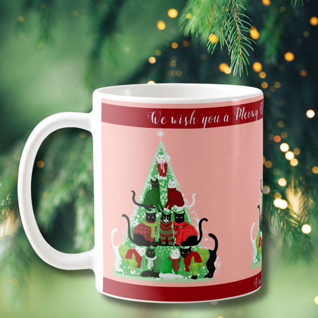 Caneca Pincel Cinto e Árvore de Natal de Gato Verde Perso (Criador carregado)