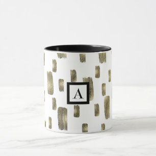Caneca Pincel Moderno Dourado Bronze Cobre Brilho