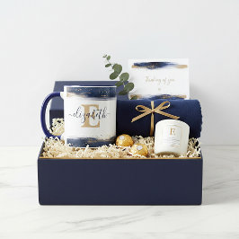 Caneca Pinceladas azuis e douradas elegantes personalizad