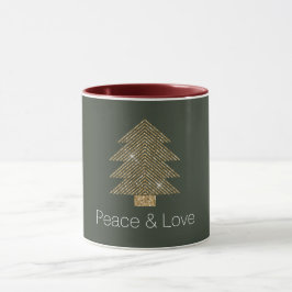 Caneca Pine Green Dourada Glitzy Brilhante Árvore de Nata
