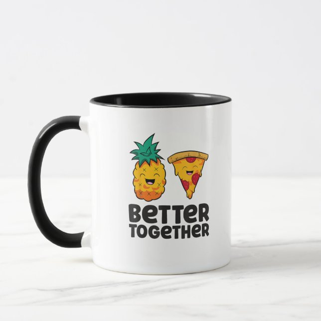 Caneca Pineapple Pizza Melhor Juntos Moderno Gráfico Des (Esquerda)