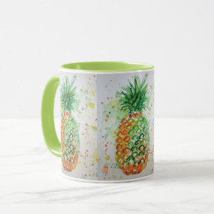 Caneca Pineapple Watercolor Painting Mug Green