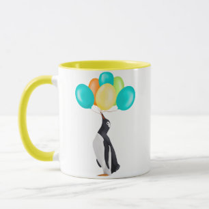 Caneca Pinguim com balões coloridos