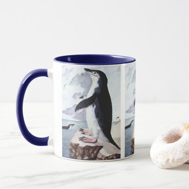 Caneca Pinguim-de-barbicha, Aves Antigas da Antártida (Com Donut)